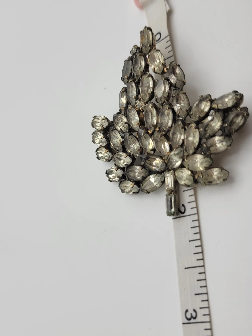 Vinyate Silver Crystal Cluster Leaf Brooch